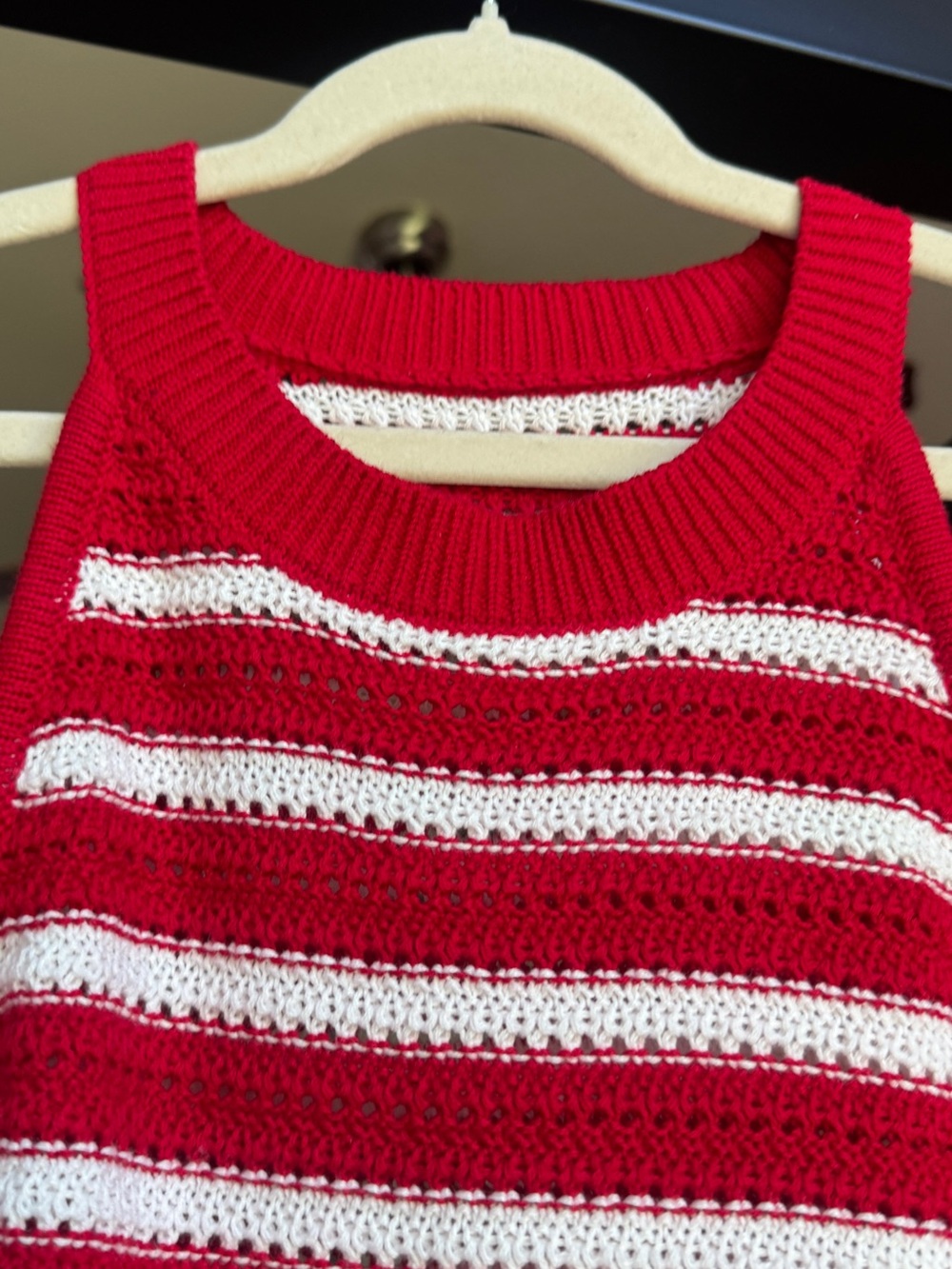 Red & White Striped Knit Halter Tank Top - Picture 5 of 6